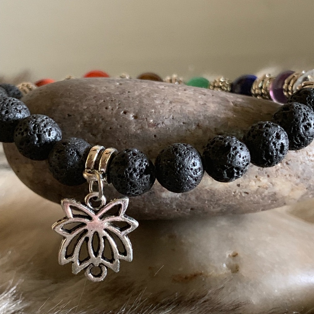 Lava Stone Chakra Lotus Aromatherapy Bracelet